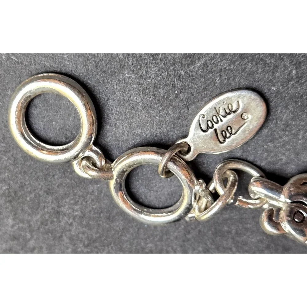 Cookie Lee Silver-Tone Dog Bone & Smiley Face Bracelet For Women